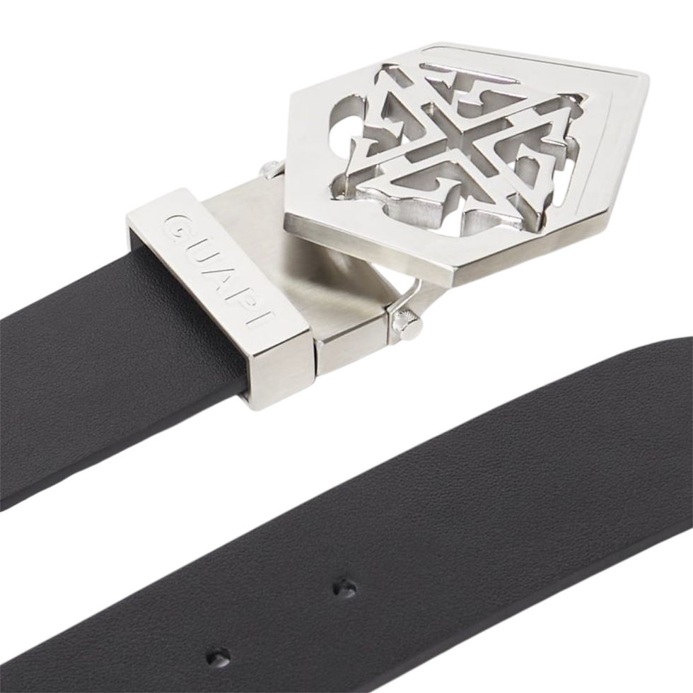 サムネイル： "Guapi" Silver Emblem Leather Belt
