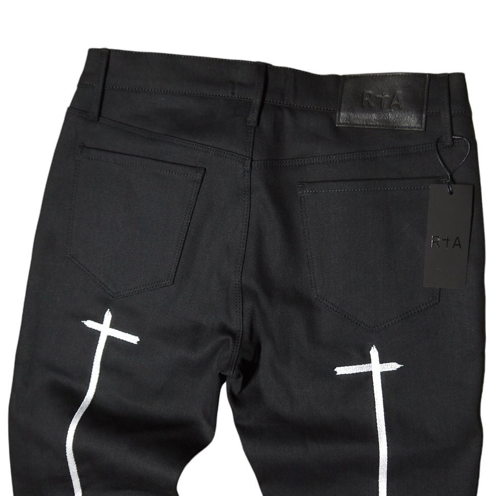 サムネイル： "RtA" Bryant Black White Long Cross Skinny Jeans
