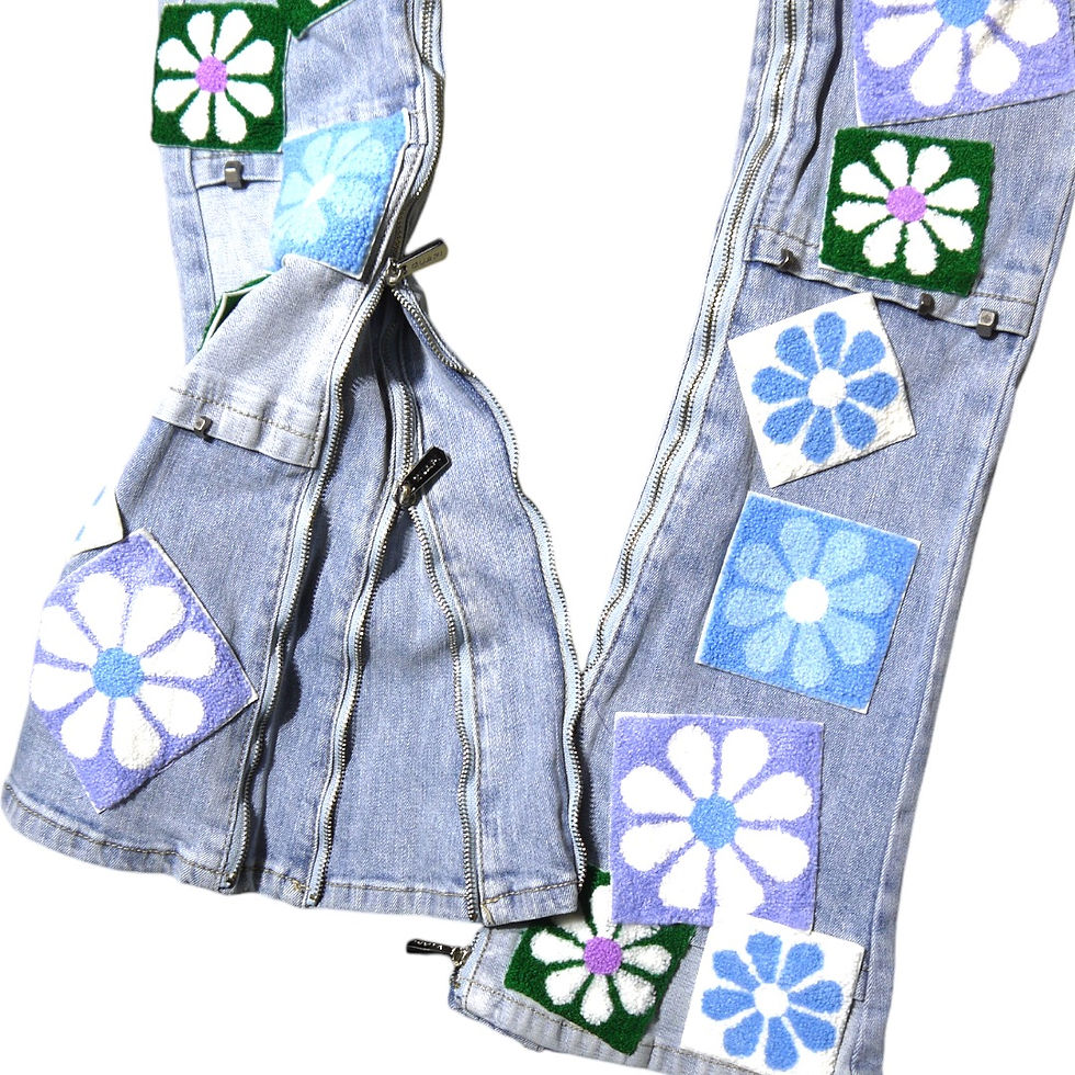 W28 GUAPI AQUA BLUE FLOWERS DENIM グアピ L.H.P（エルエイチピー）の「GUAPI/グアピ/Aqua Blue Flowers