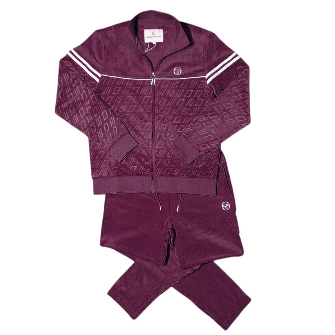 “Sergio Tacchini" Vandiera Velour Jersey Sets (Purple)