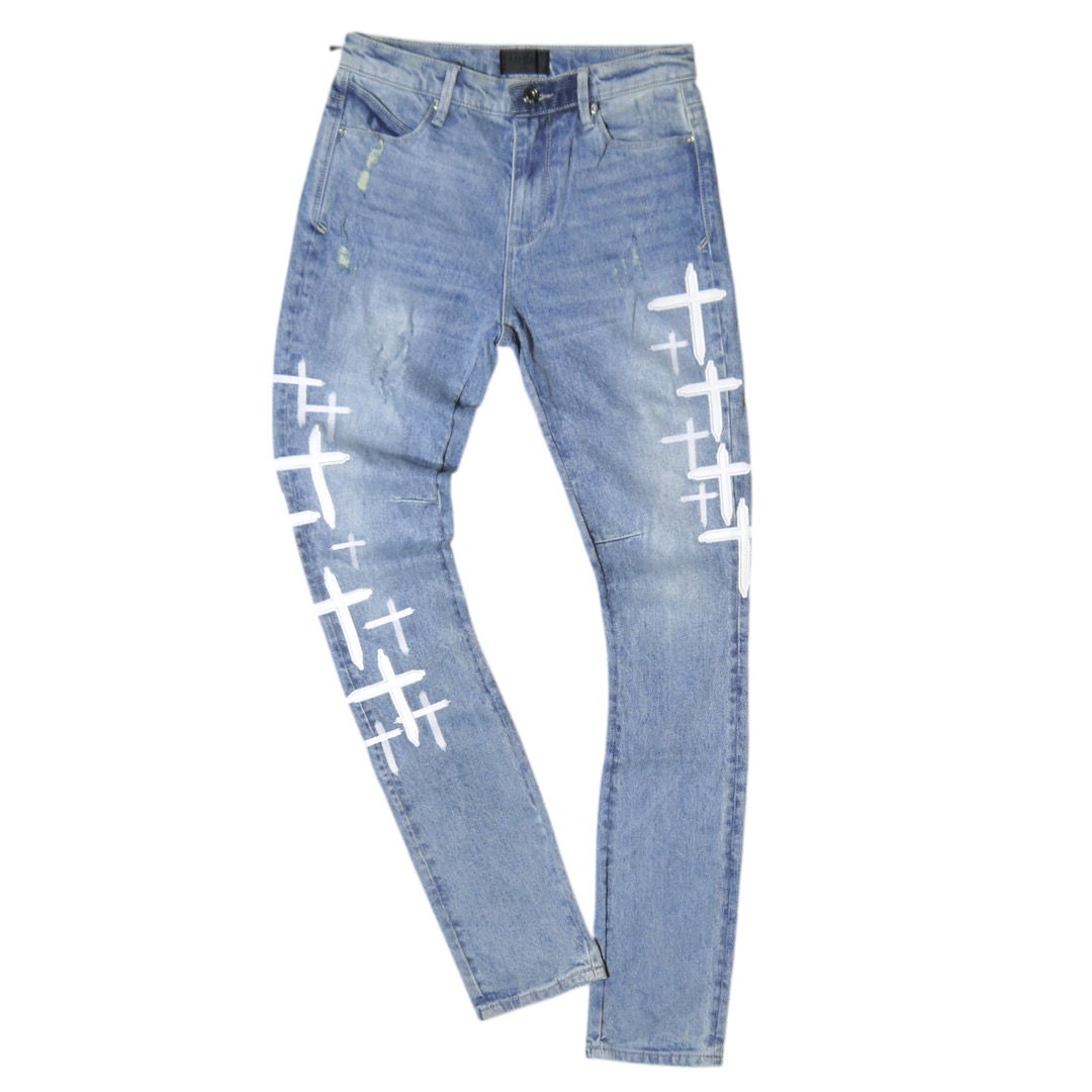 "RtA" Bryant Blue Cross Patches Skinny