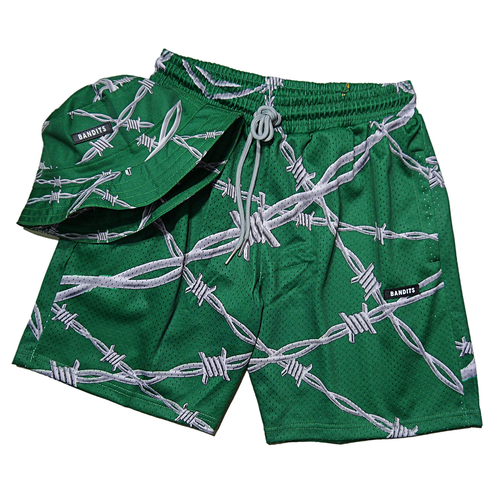 サムネイル： "BANDITS" Barbed Wire Shorts (Green)