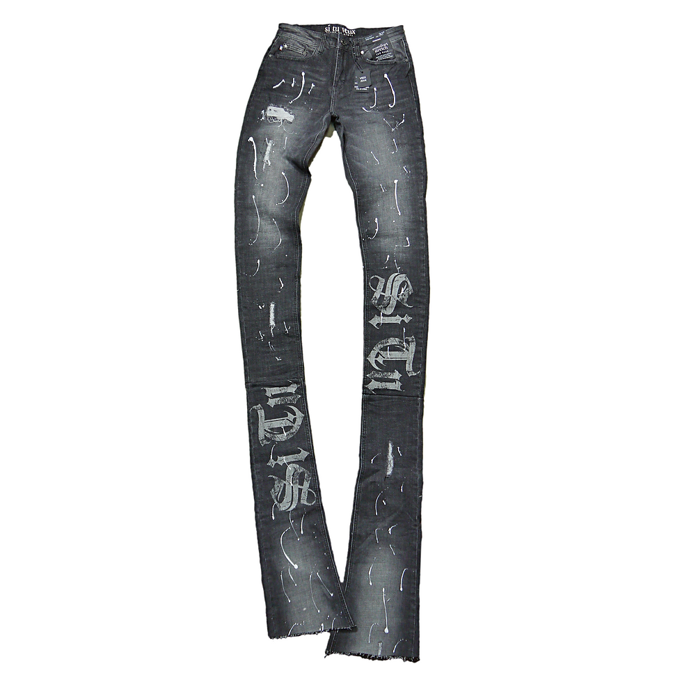 サムネイル： "SI TU VEUX" ×"Billy Jean" Veux Stacked Jean (Black Wash)