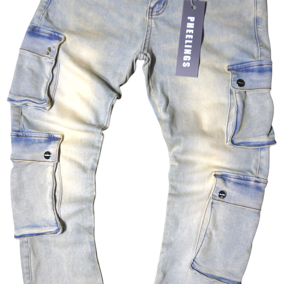 サムネイル： "PHEELINGS" Gravatus Cargo Flare Stack Jeans (Vintage Wash)