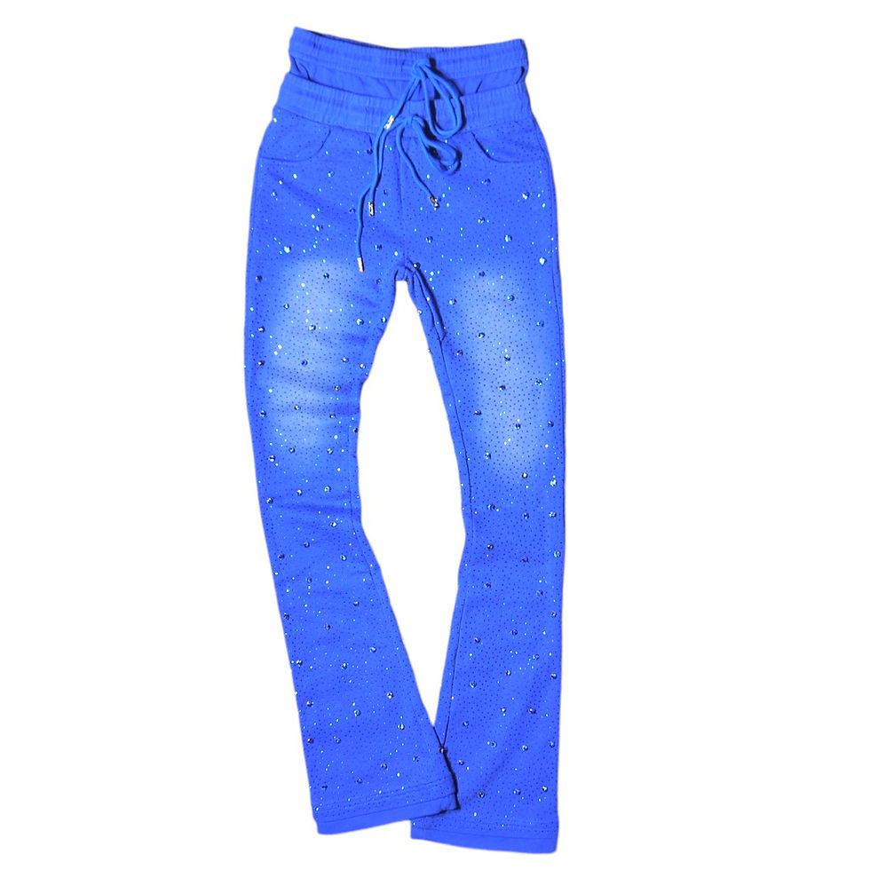 "Guapi" Blue Embellished Sweat Jogger