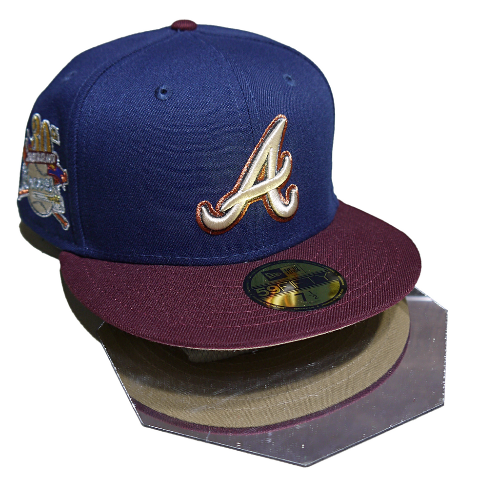 "NEW ERA" 59Fifty Atlanta Braves 30th Season Khaki UV (Navy)