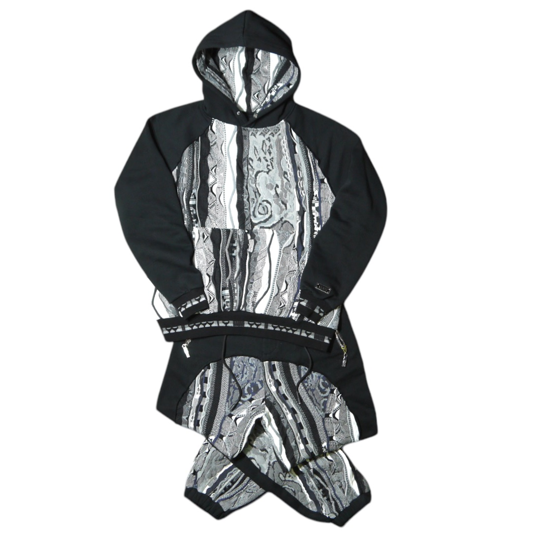 ”COOGI" Sweater Fleeced Hoodie Sets Black Grey
