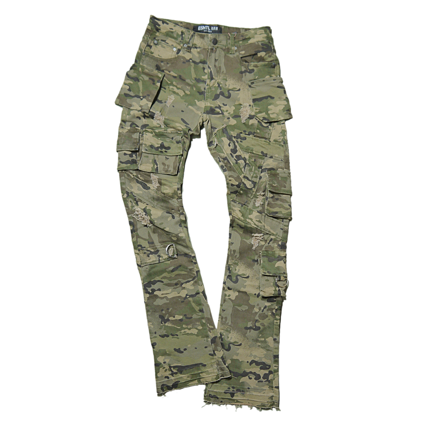 "ESNTL LAB" E.L Comando Cargo Flare Jeans