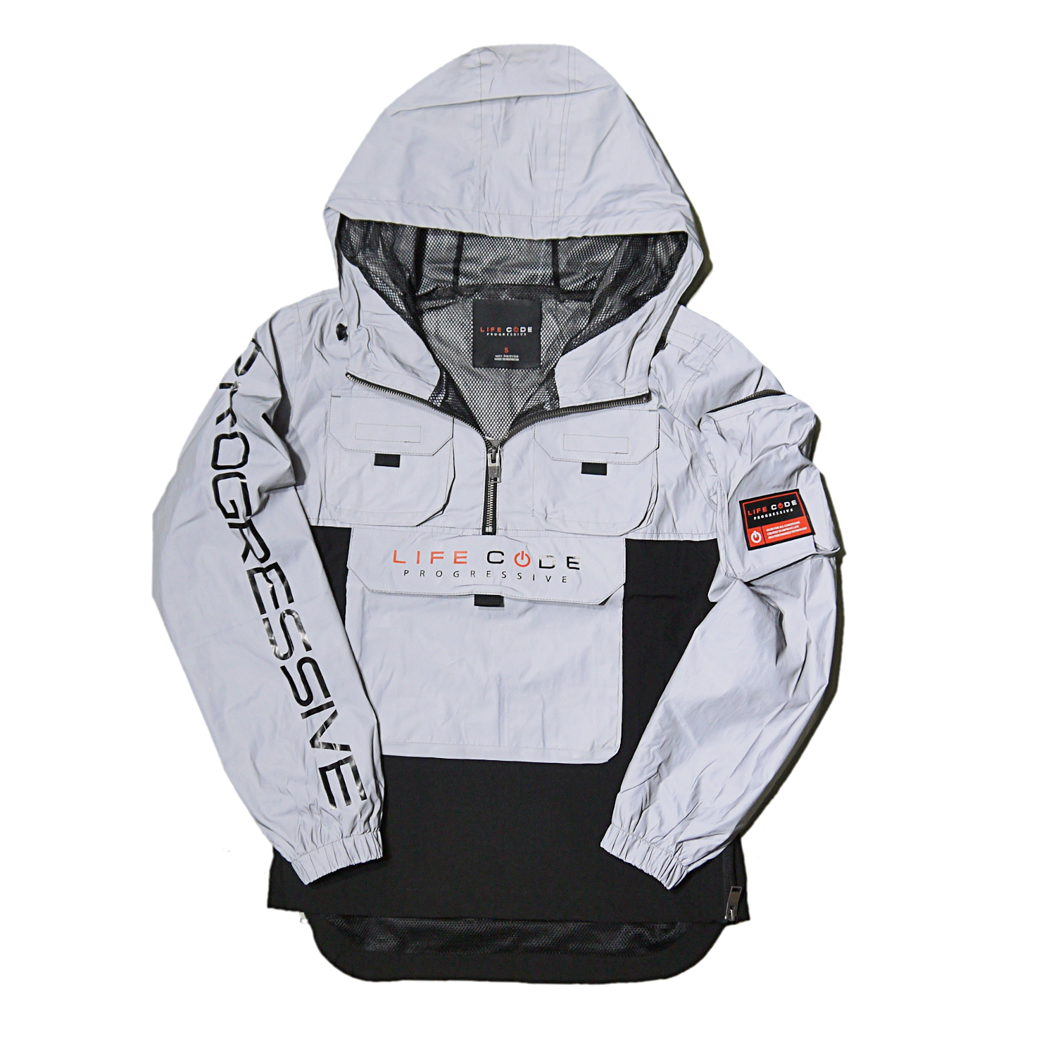 "LIFE CODE" Reflective Anorak Jacket