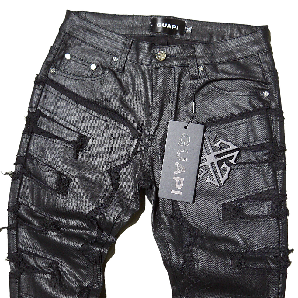 サムネイル： "Guapi" All Black Waxed Skinny Jeans