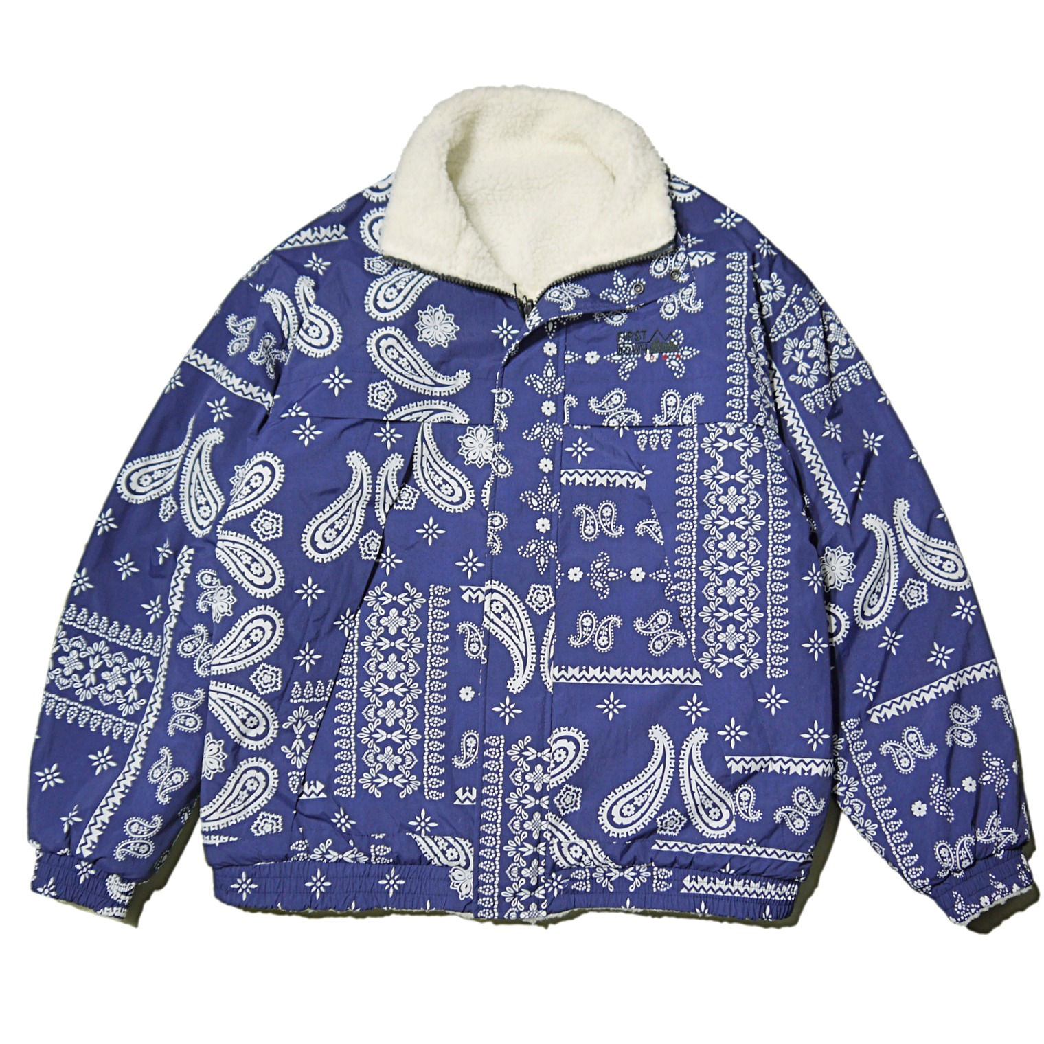 "FIRST DOWN" Paisley Boa Reversible Jacket (Navy)
