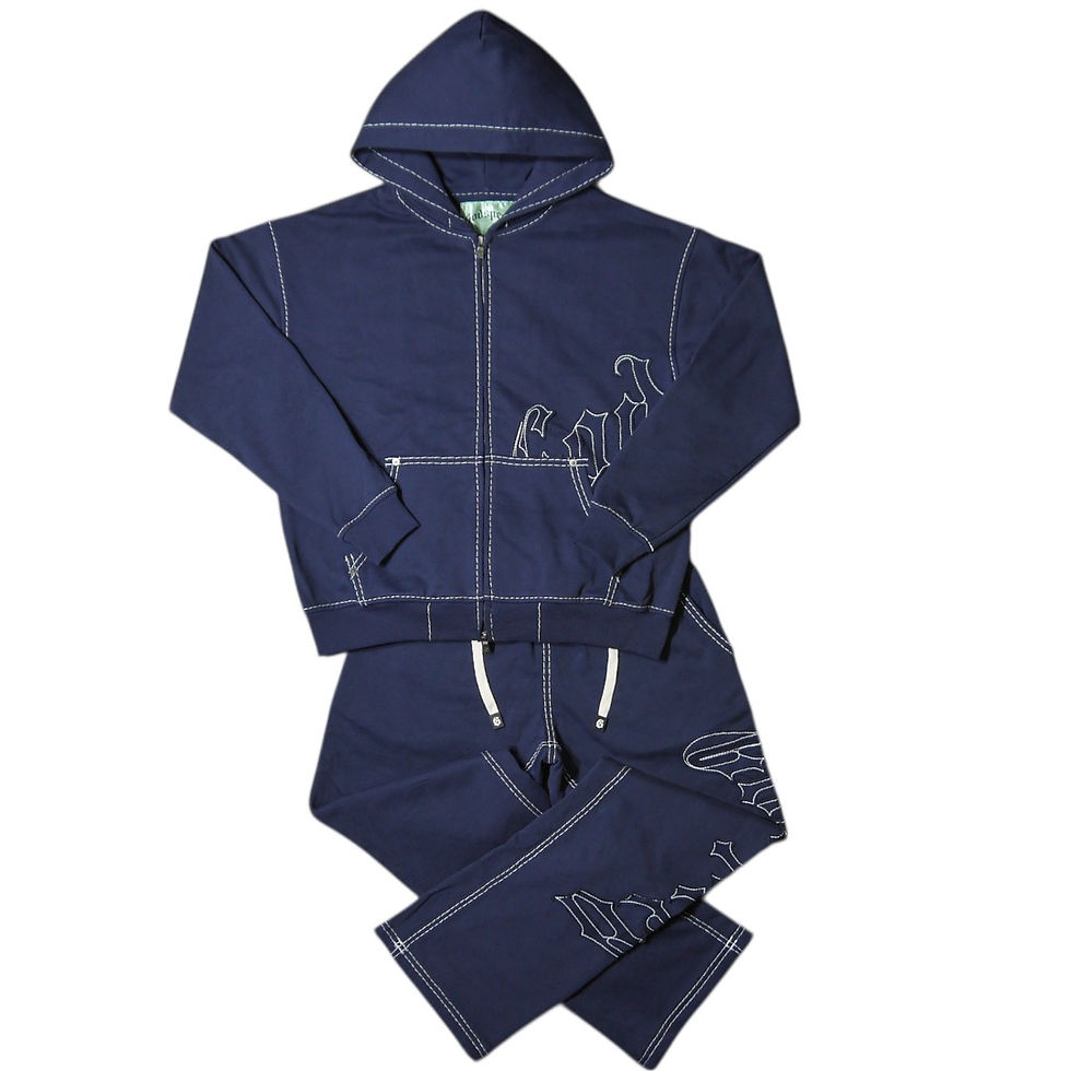 "GODSPEED" OG Satin Logo Sweat Suits Stitched (Navy)