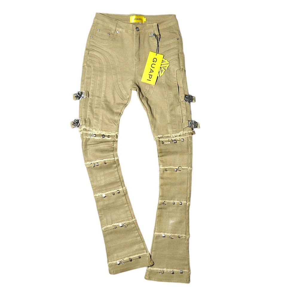 "Guapi" Mud Brown Waxed Convertible Jeans