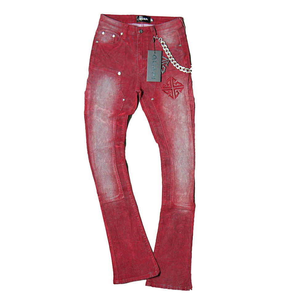 "Guapi" Velvet Red Velour Stacked Jeans