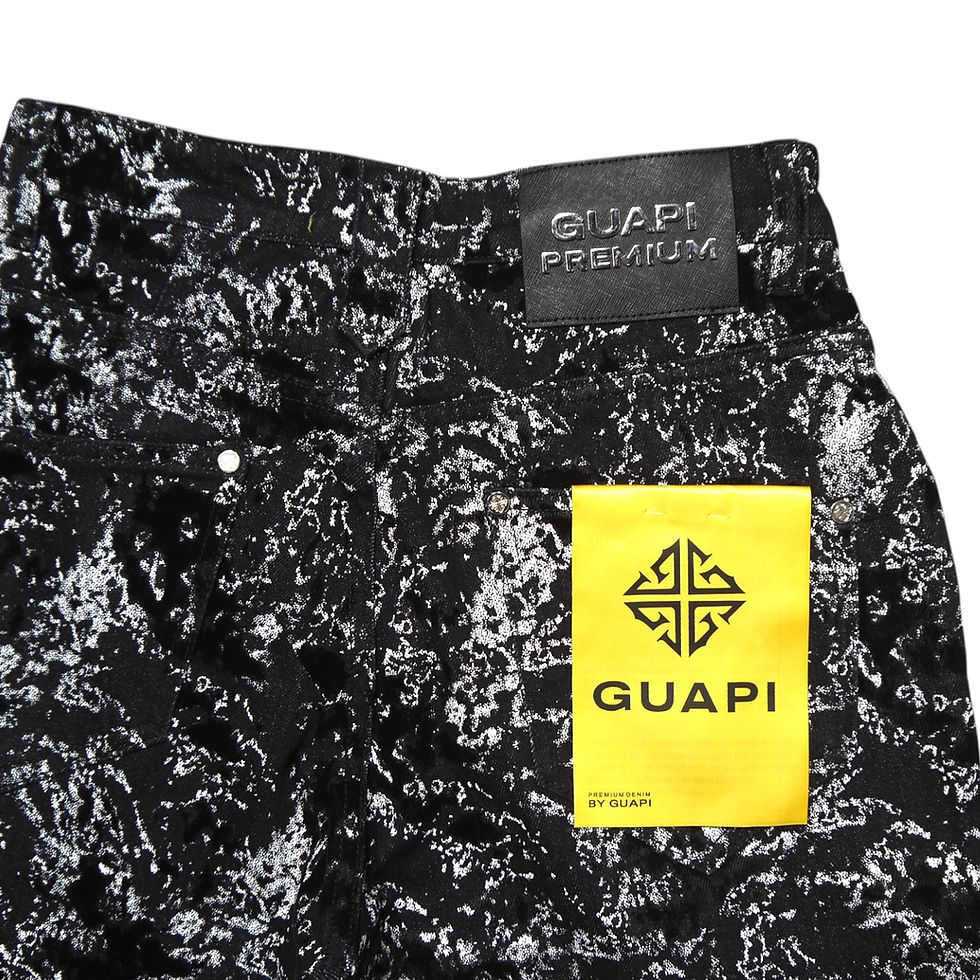 サムネイル： "Guapi" Obsidian Black Laser Velvet Shorts