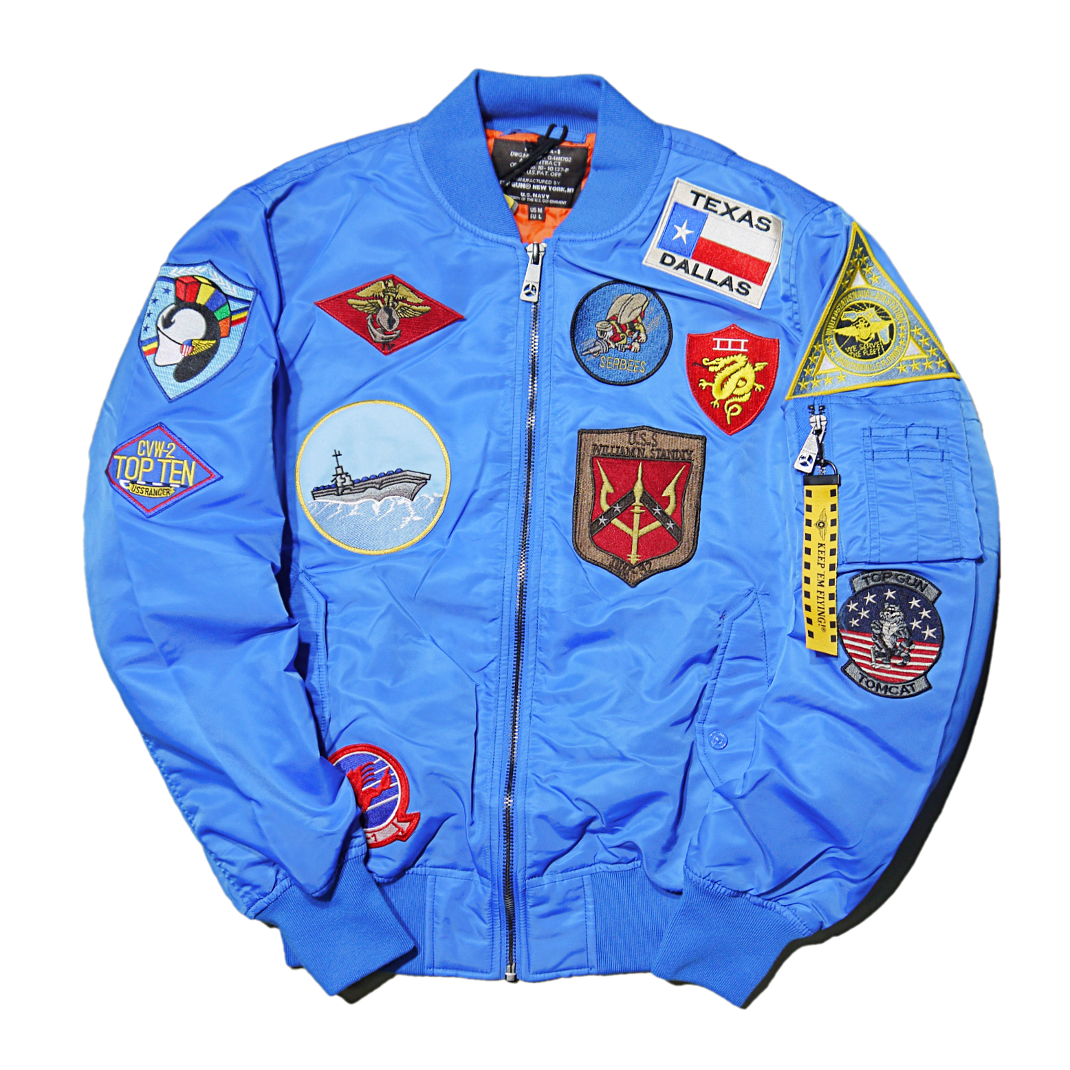 "TOP GUN®︎" Official Patch Bomber In Nylon (Blue)