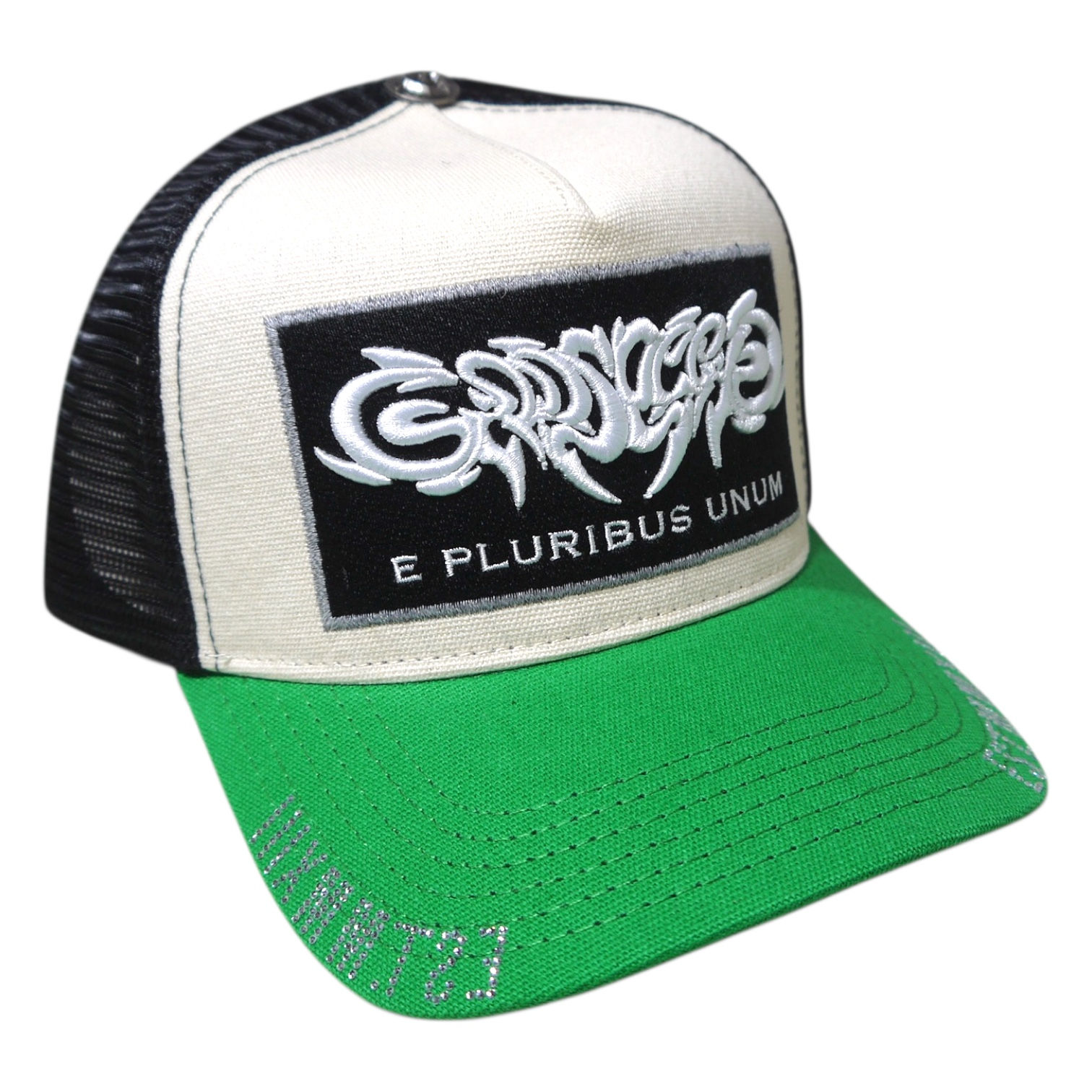 "GODSPEED" GS E Pluribus Trucker Hat (White ×Green)