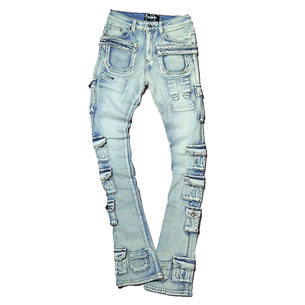 サムネイル： "Guapi" Powder Blue Tactical Flare Jeans