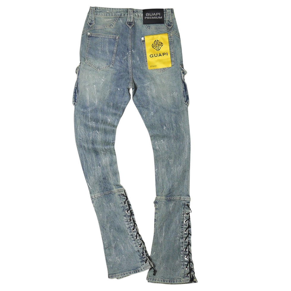 サムネイル： "Guapi" Aqua Blue Waxed Rope Flare Jeans