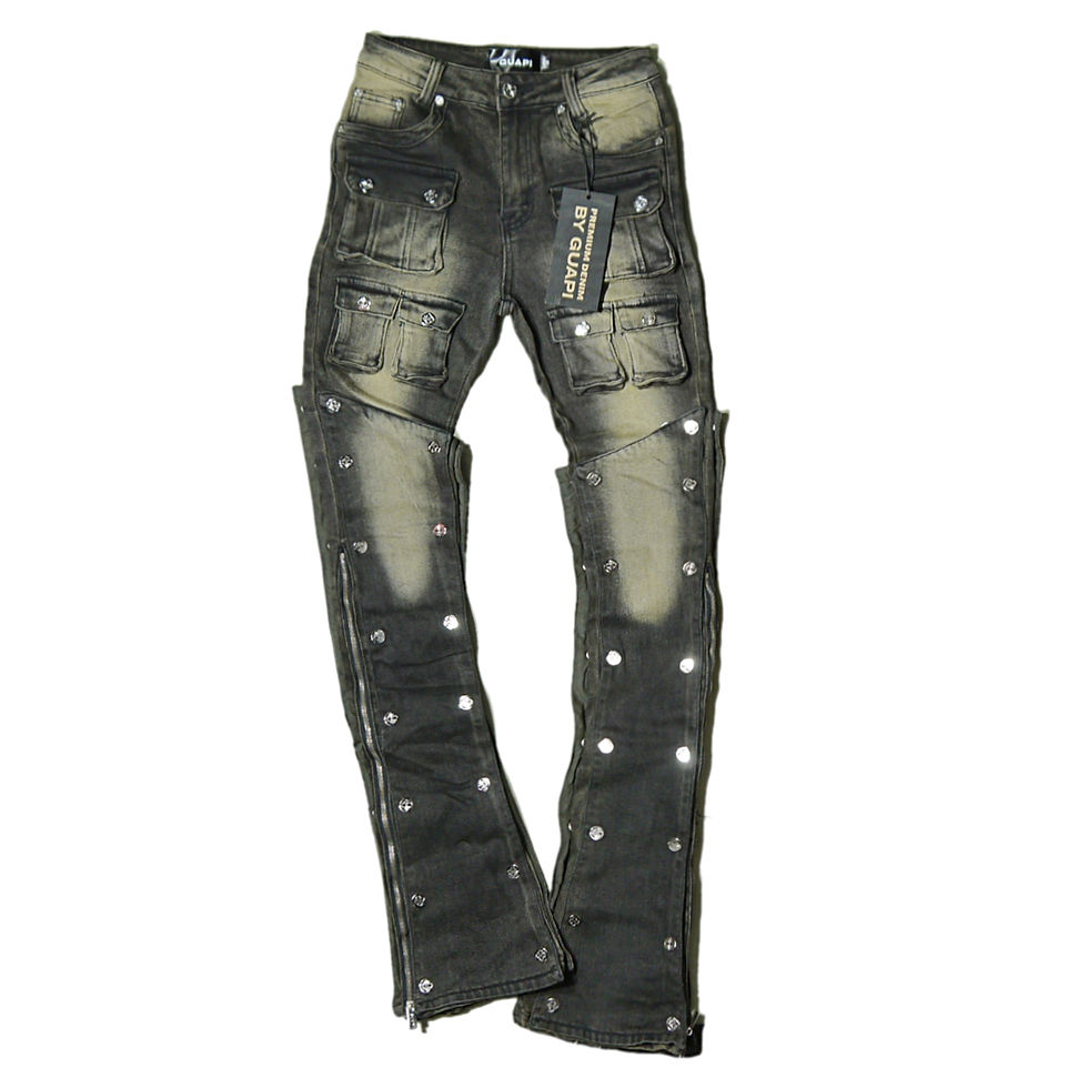 "Guapi" Ash Grey Premium Stacked Jeans