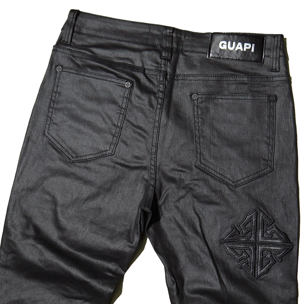 サムネイル： "Guapi" Obsidian Black Icon Stacked Wax Jeans