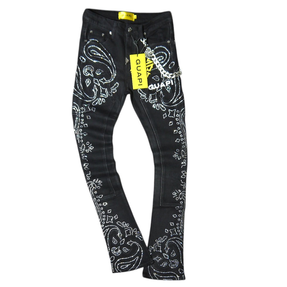 "Guapi" Obsidian Black Paisley Flare Jeans