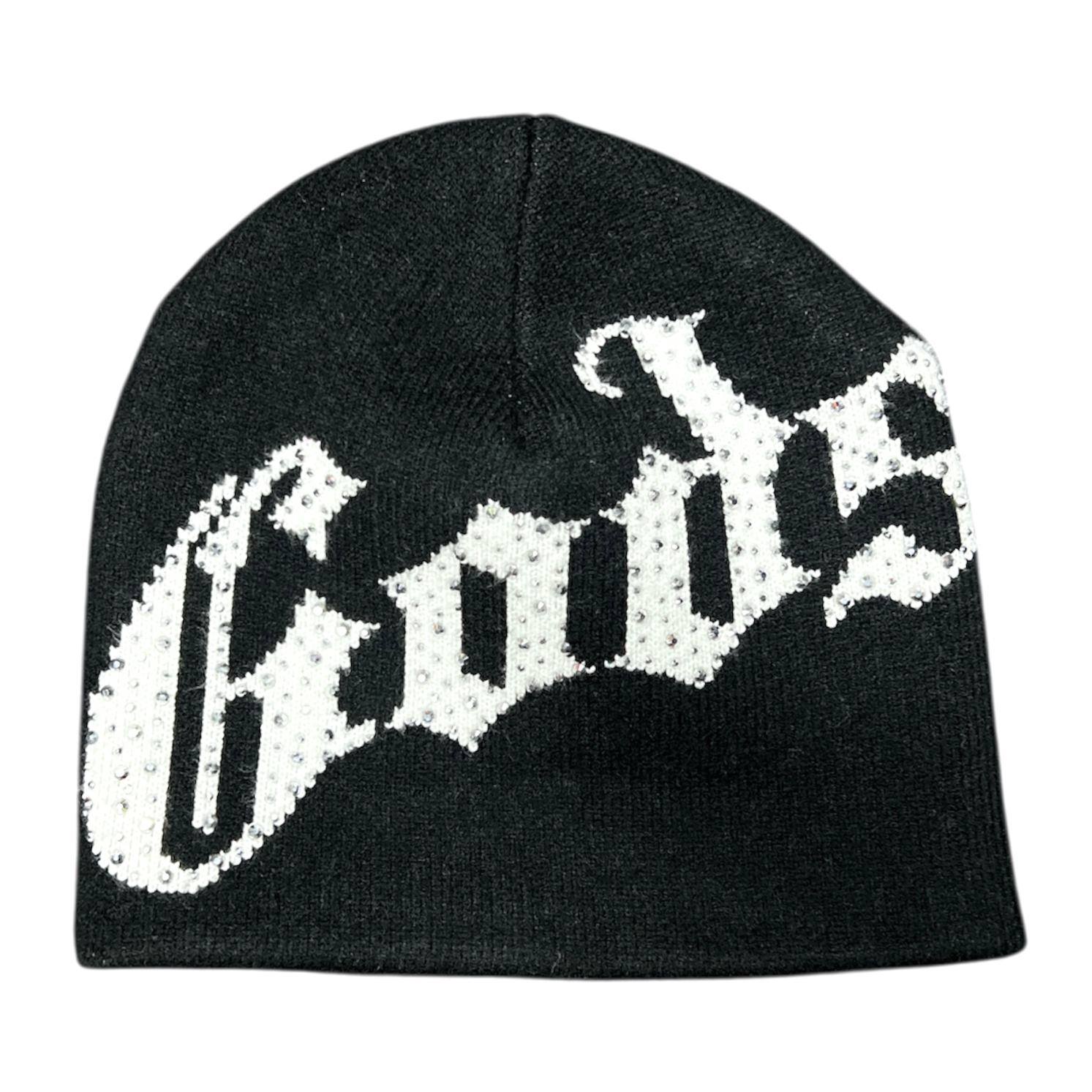 "GODSPEED" OG Logo Studded Beanie Hat (Black×White)