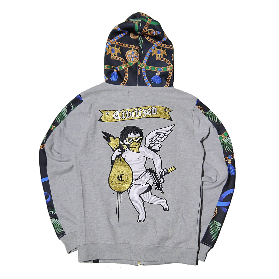 サムネイル： "CIVILIZED" Money Angel Zip Hoodie Set (Grey)