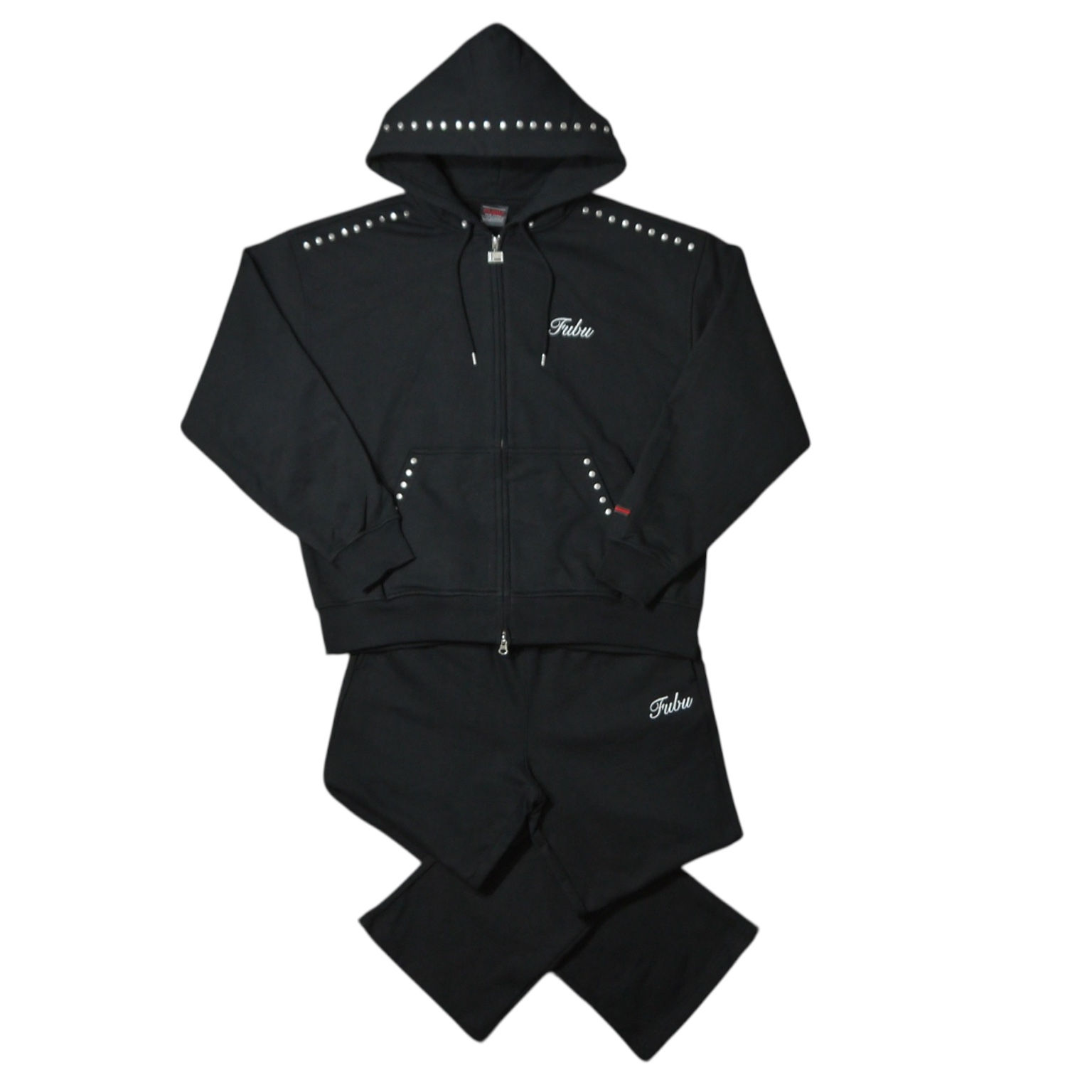 "FUBU" Studs Zip Hoodie Sets (Black)