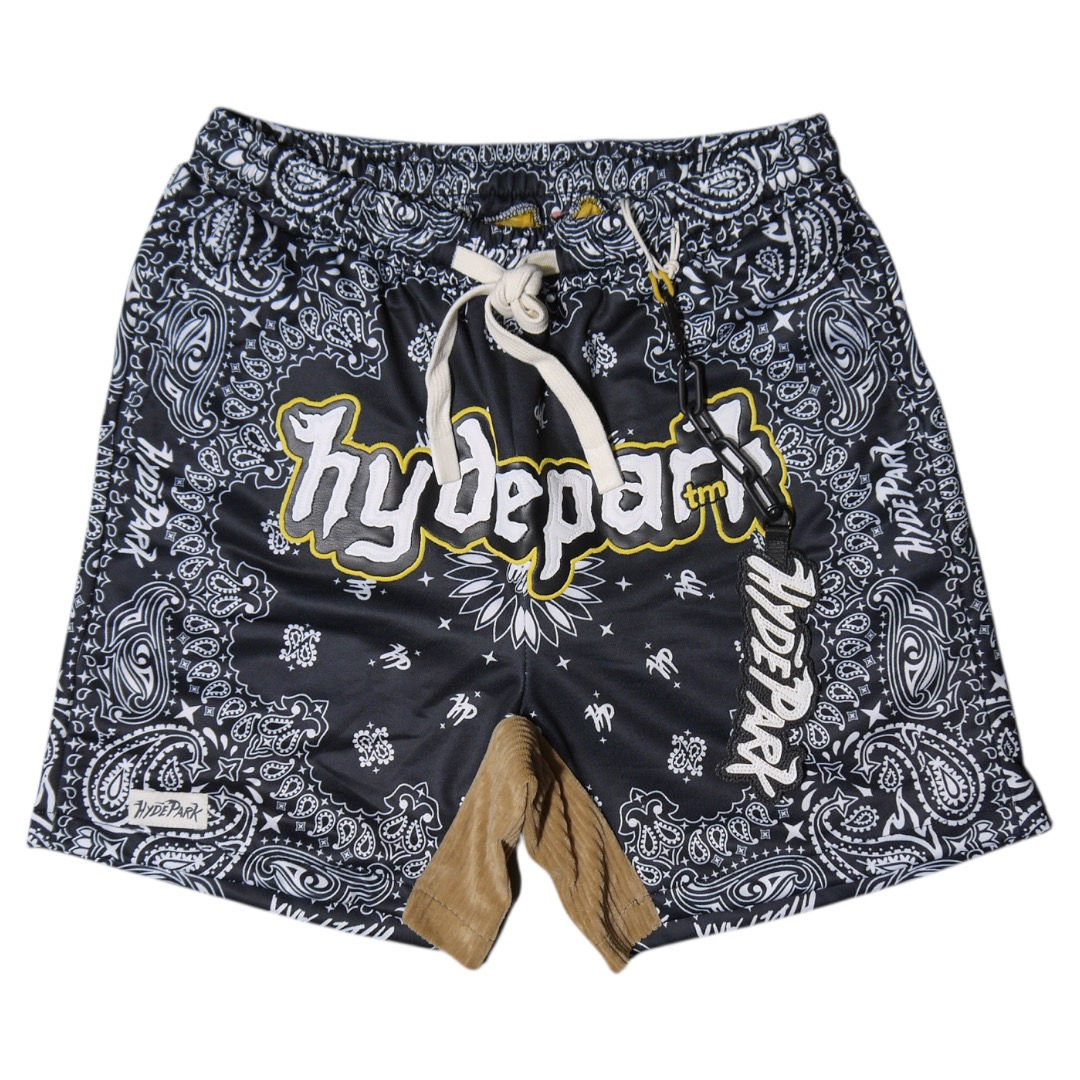 "Hyde Park" Bandana Shorts (Black)
