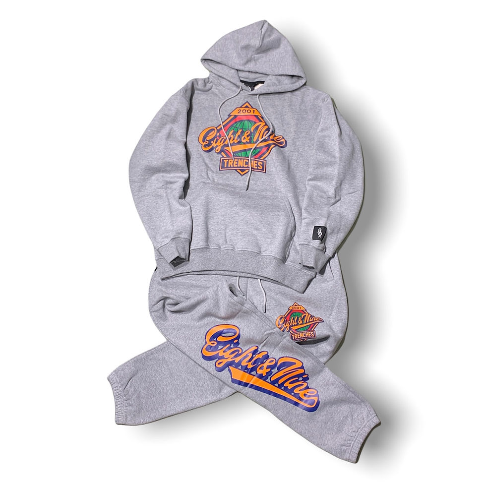 "8&9" Series Hoodie Sets/Suits (Grey)