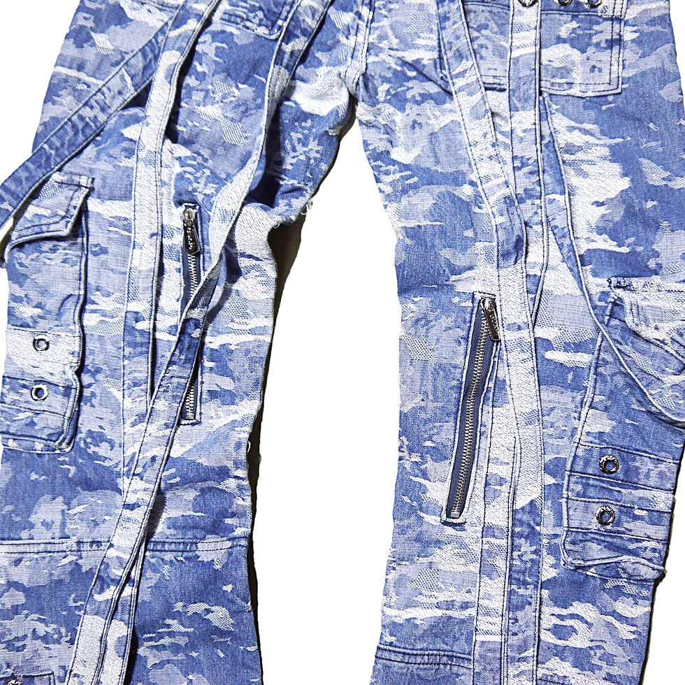 サムネイル： "Guapi" Aqua Blue Distressed Raver Premium Jeans