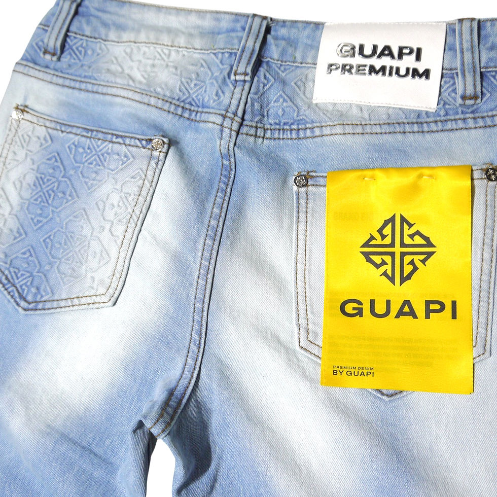 サムネイル： "Guapi" Aqua Blue Basics Stacked Jeans
