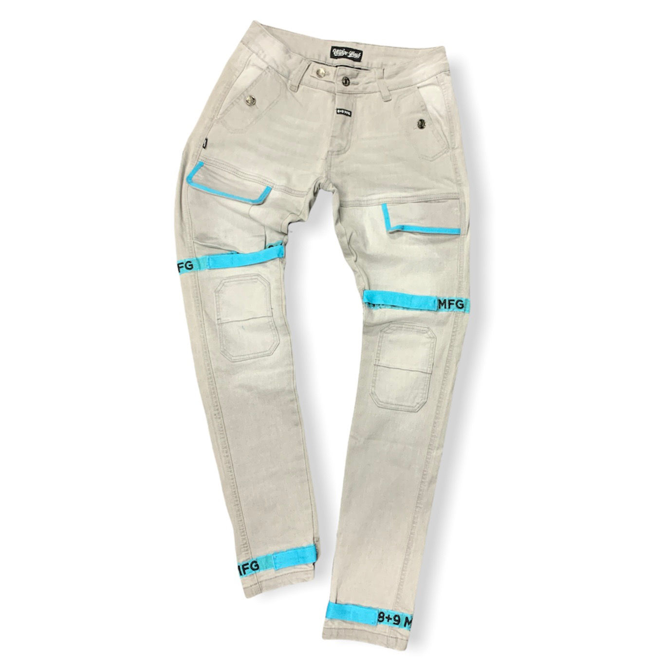 "8&9" Strapped Up Grey Washed Denim (Teal)