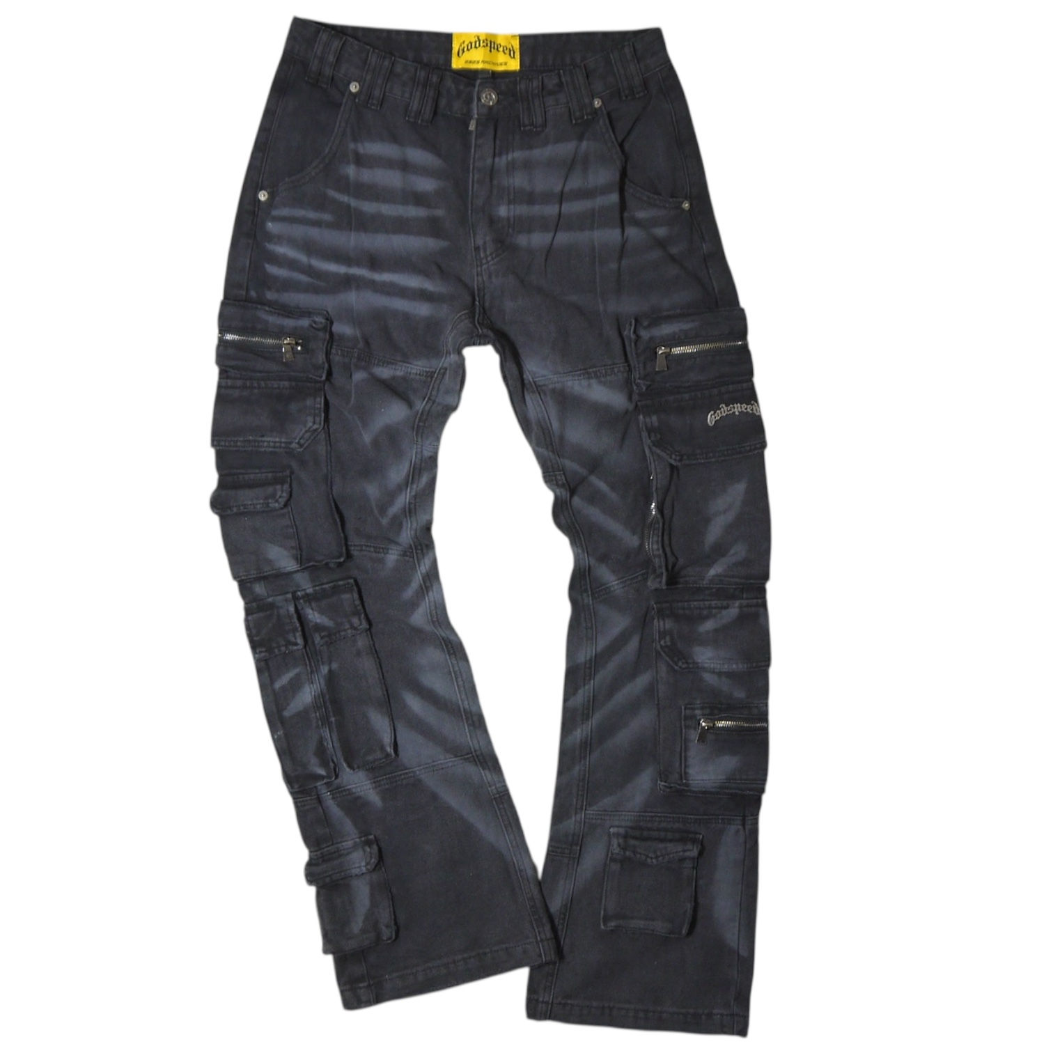 "GODSPEED" Skidrow Flare Cargo Jeans (Black)