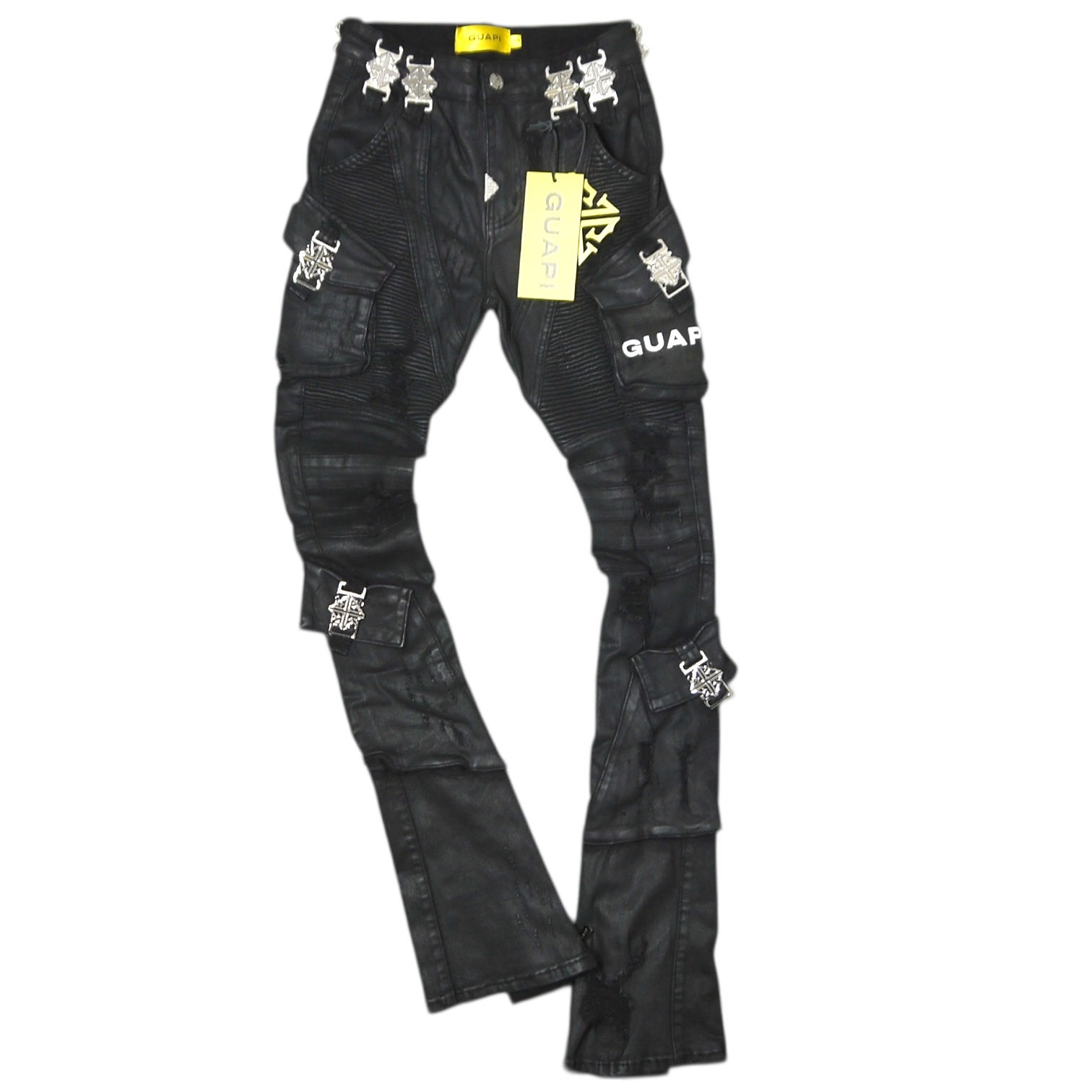 "Guapi" Black Ops Waxed Flare Jeans