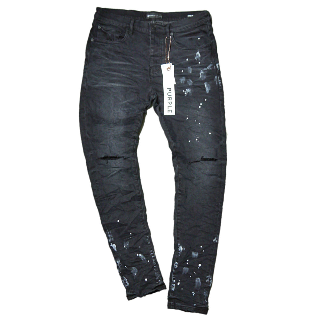 "PURPLE BRAND" Black Resin Knee Slit