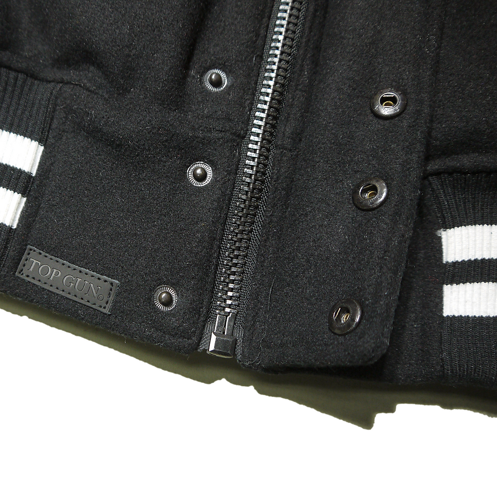 サムネイル： "TOP GUN®︎ " FLYING LEGEND WOOL-PU VARSITY JACKET (Black)
