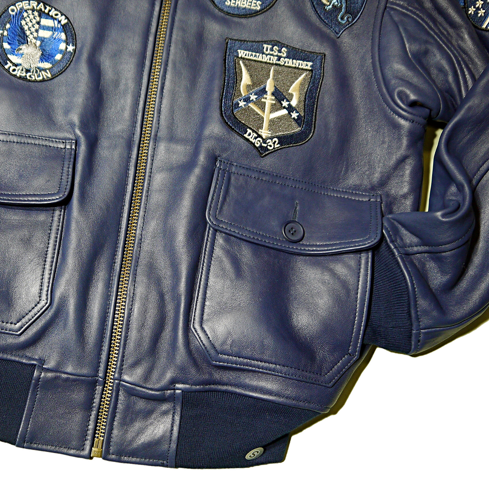 サムネイル： "TOP GUN®" G-1  Bomber  Leather Jacket (Navy)