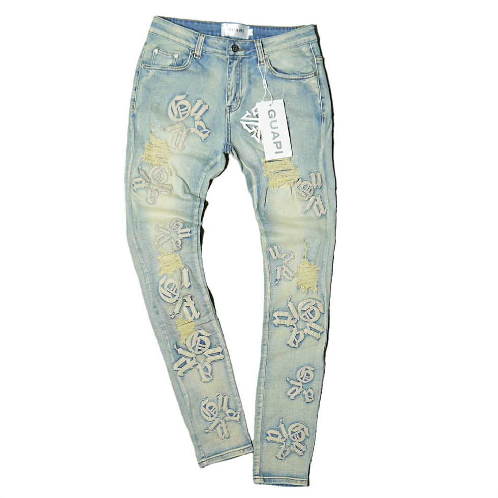 "Guapi" Powder Blue Logo Jeans
