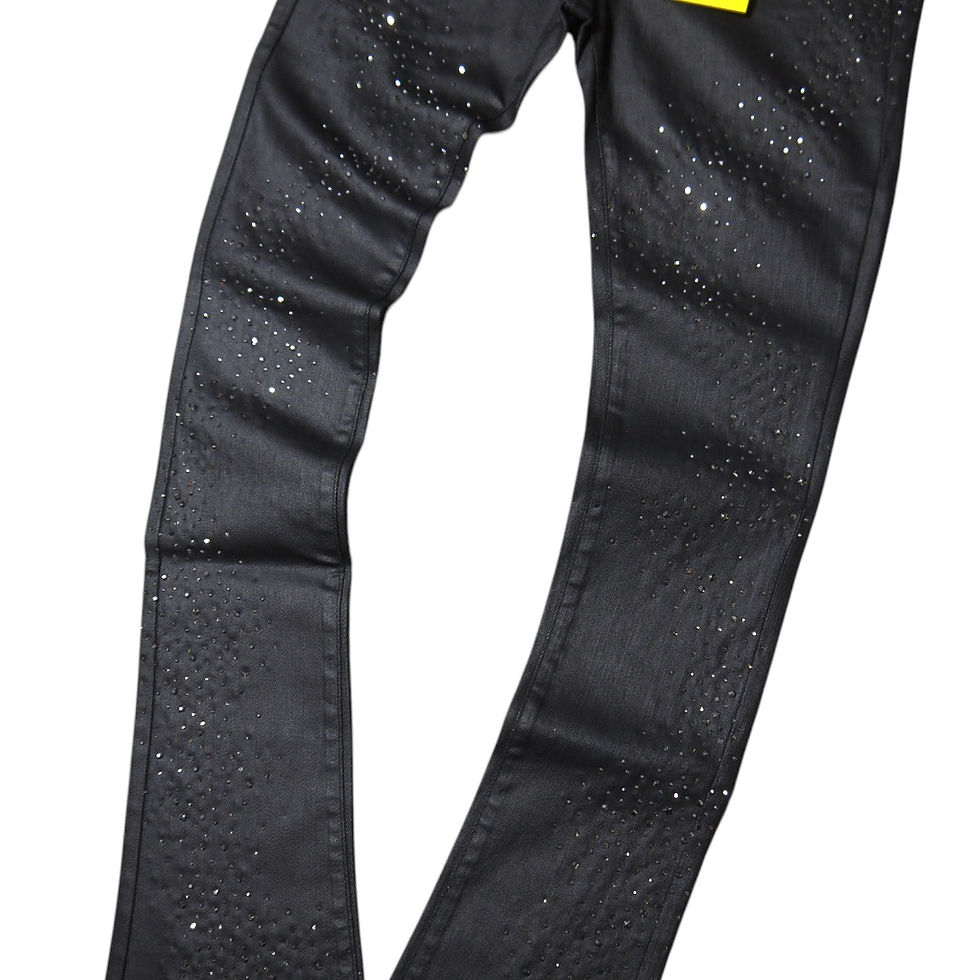 サムネイル： "Guapi" All Black Starry Sky Waxed Flare Jeans