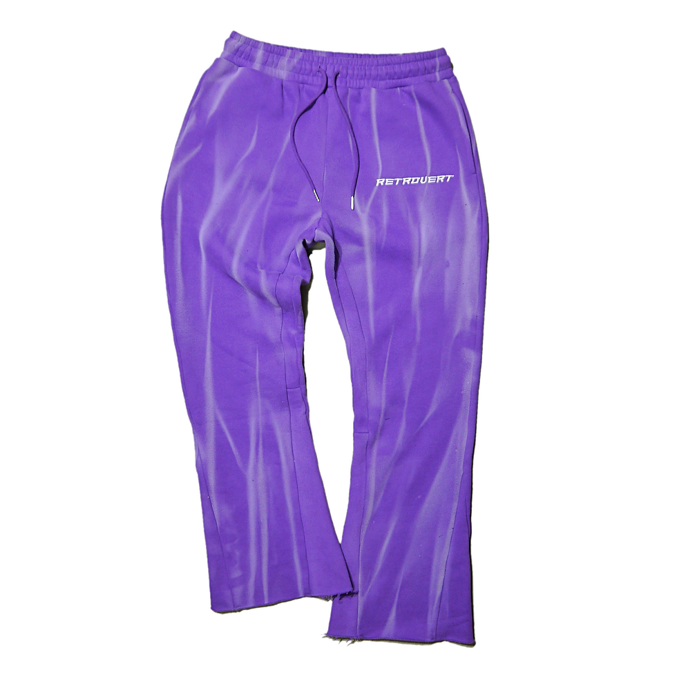 "RETROVERT" Washed Flare Pants (Purple)