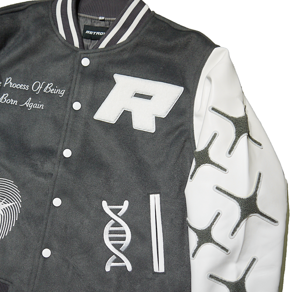 サムネイル： "RETROVERT" Rebirth Varsity Jacket (Grey)