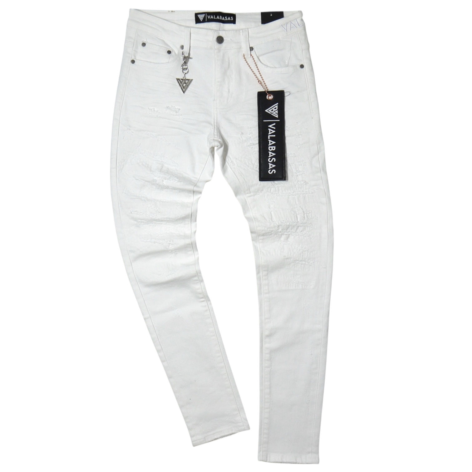 "VALABASAS" Repair Skinny Jeans (White)