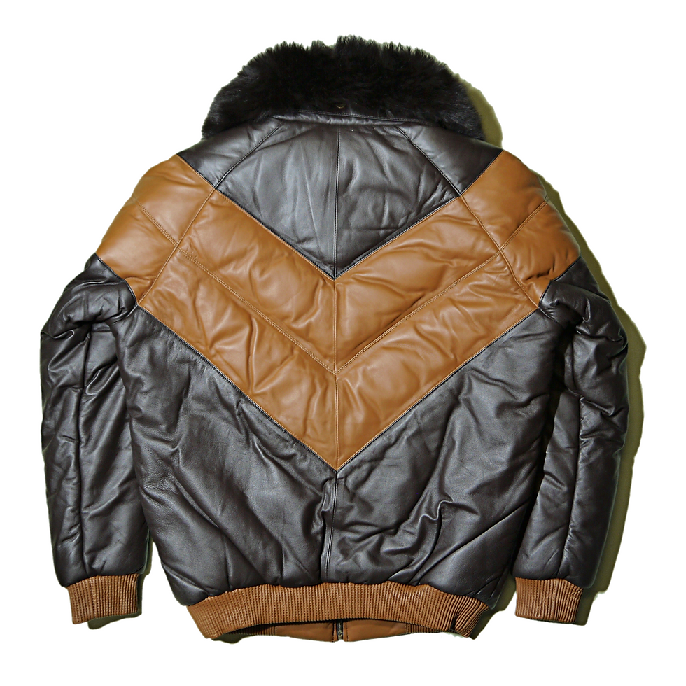 サムネイル： "GOOSE COUNTRY" V-Bomber Leather Down Jacket (Brown)