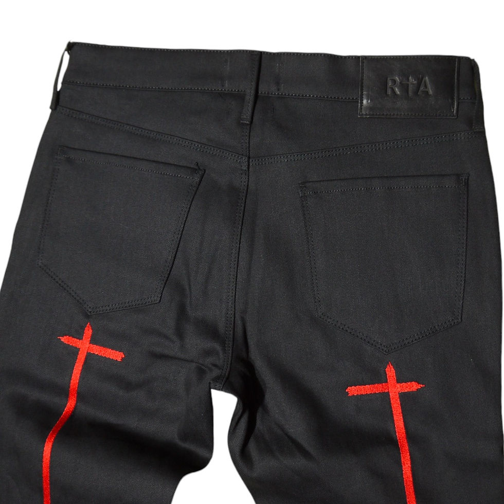 サムネイル： "RtA" Bryant Black Red Long Cross Skinny Jeans