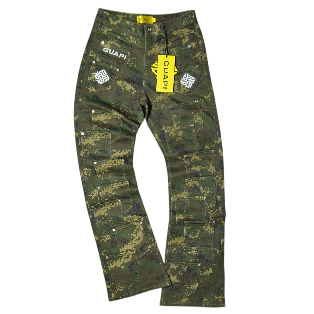 "Guapi" Camo Pockets Baggy Flared Jeans