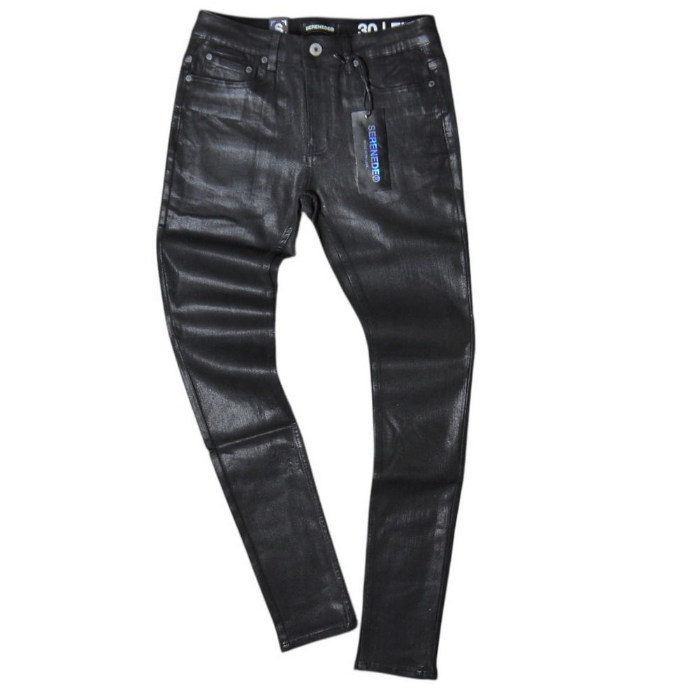 "SERENEDE®︎" Onyx Black Waxed Jeans