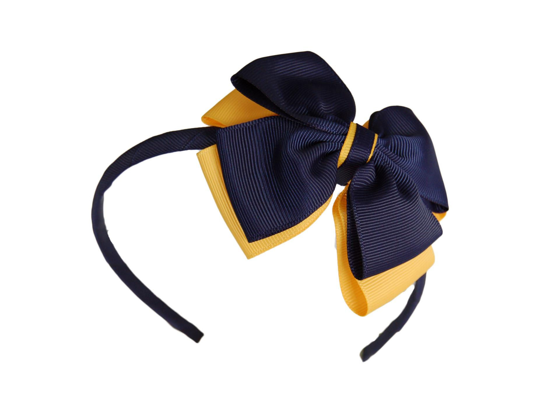 School hair accessories in navy and yellow