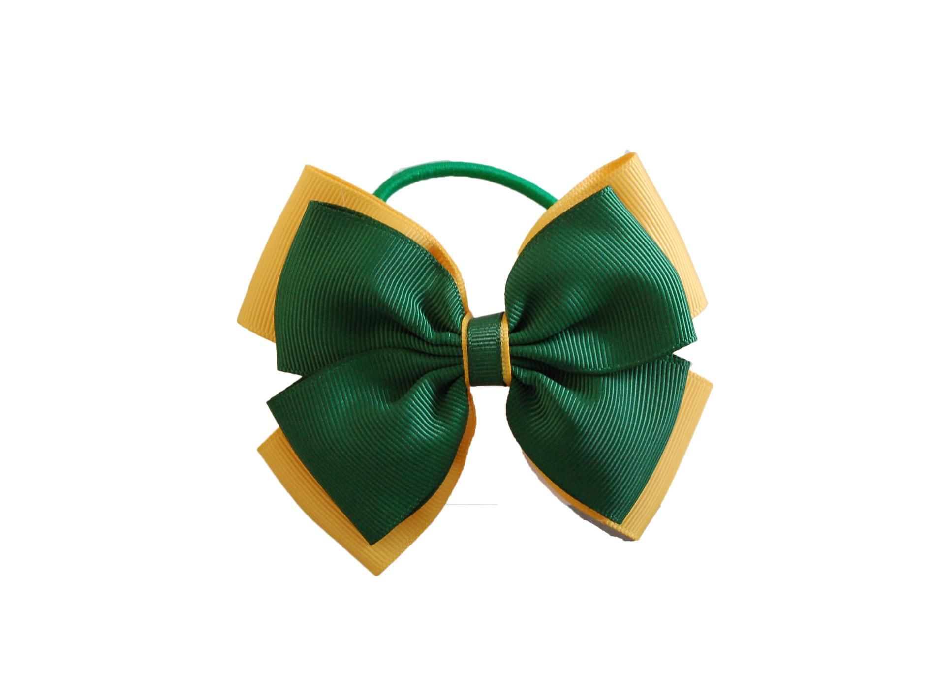 Hair ties in green and yellow school hair accessories